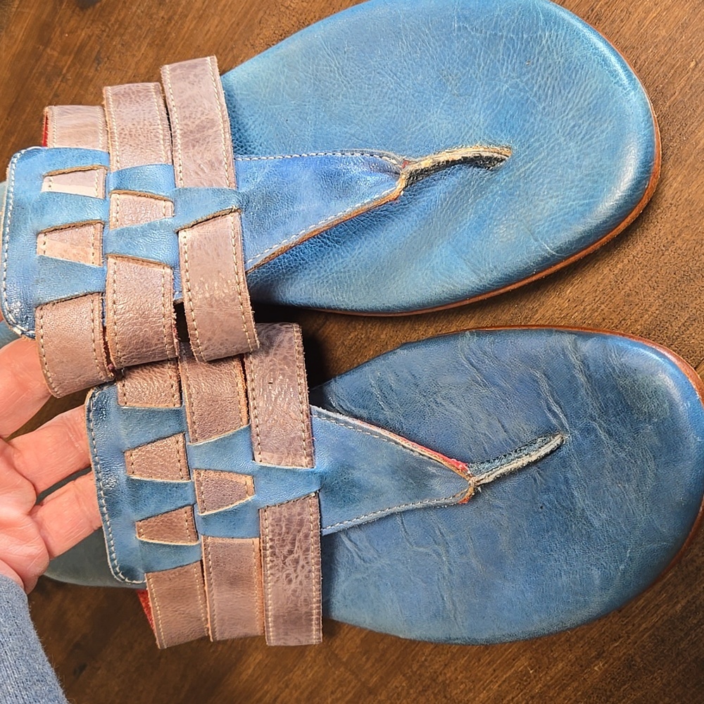 Bed Stu Yoli Leather Sandals Slide Flip Flop Thong Aztec Design Womens Sizs 8 - Picture 7 of 8